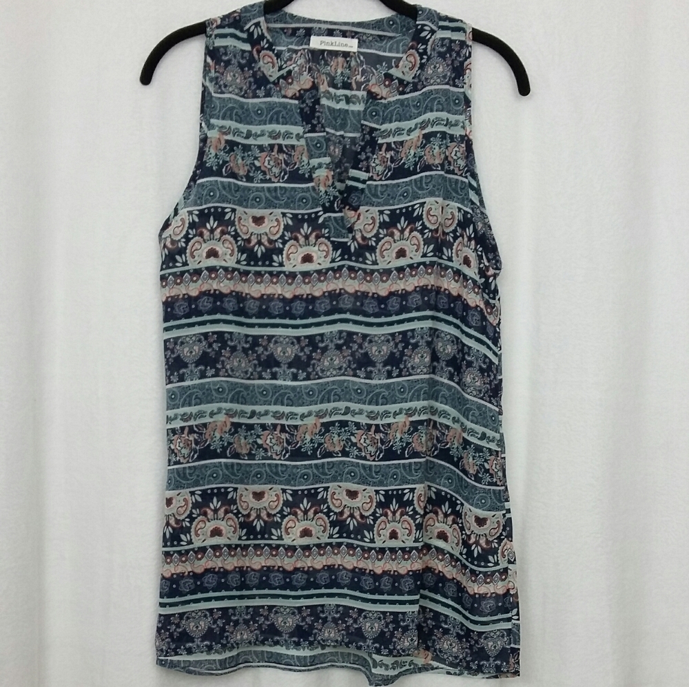 ⭐️ 5 for $25 ⭐️ Pinkline Paisley Print Flowy Sleeveless Tunic sz Medium